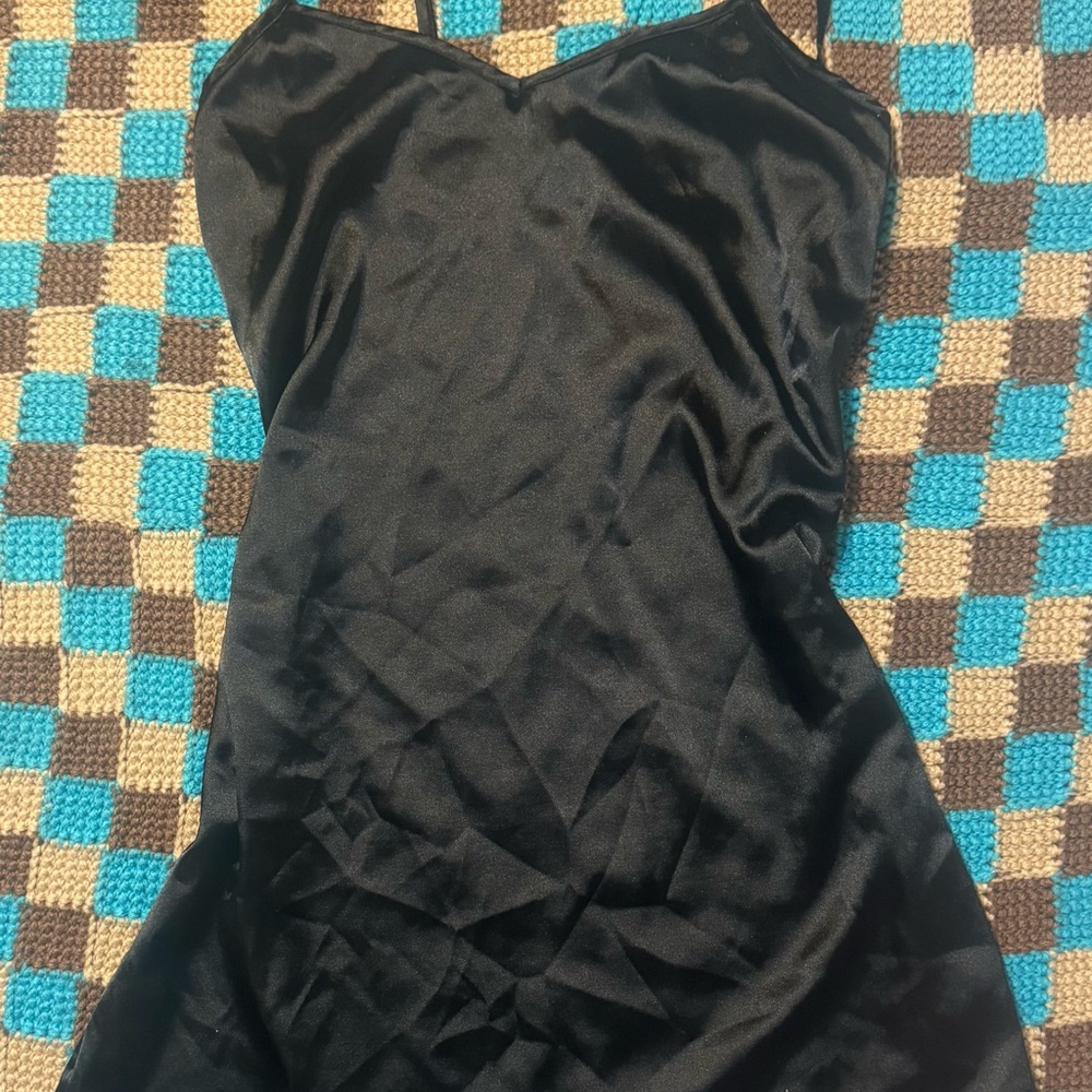 Elegant Black Satin Slip Dress
